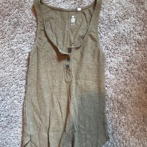 Brown/tan button tank top